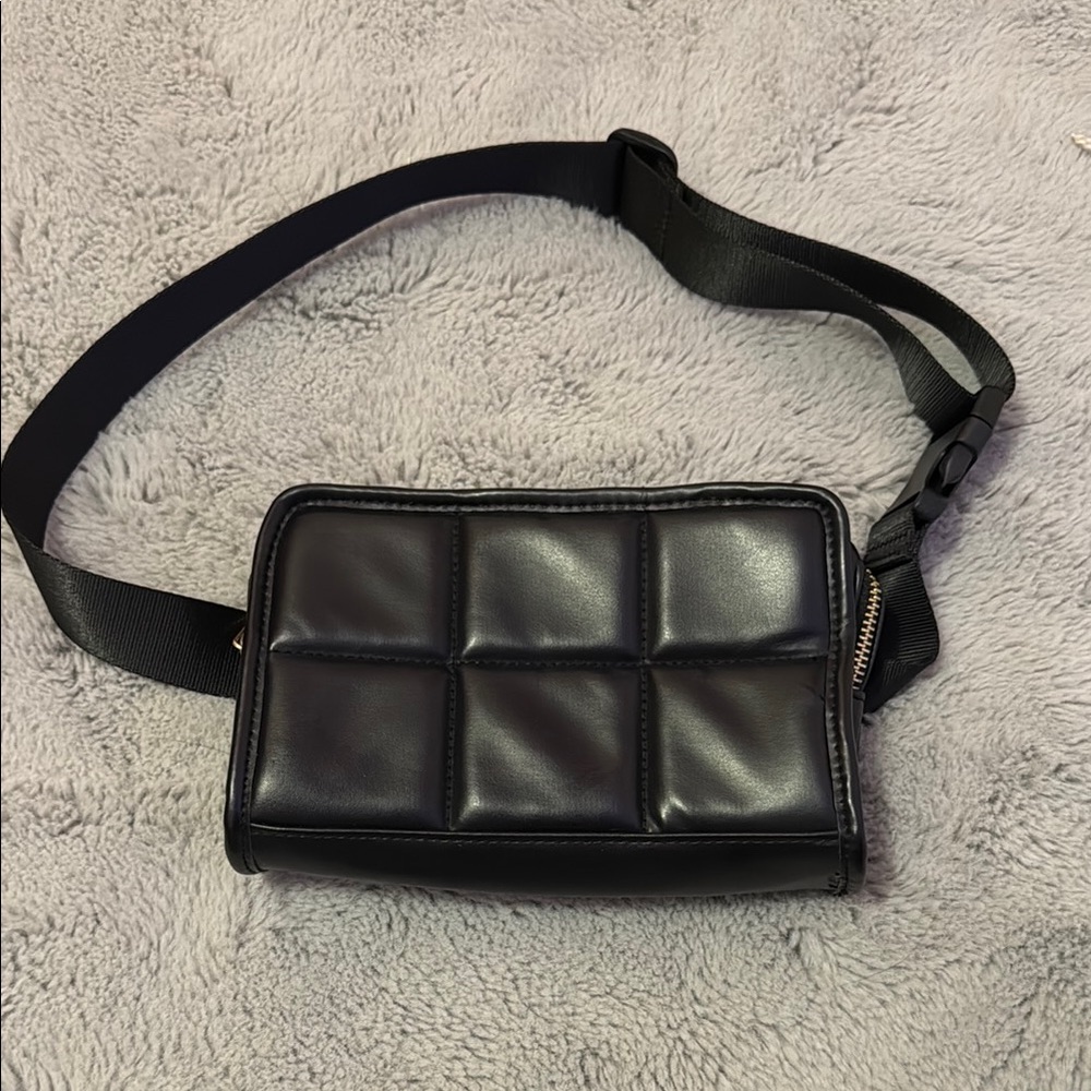 Amanda Uprichard Black Quilted Leather Crossbody Bag